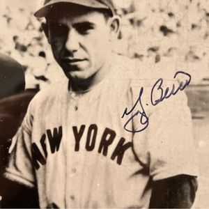 Framed and matted Yogi Berra autograph